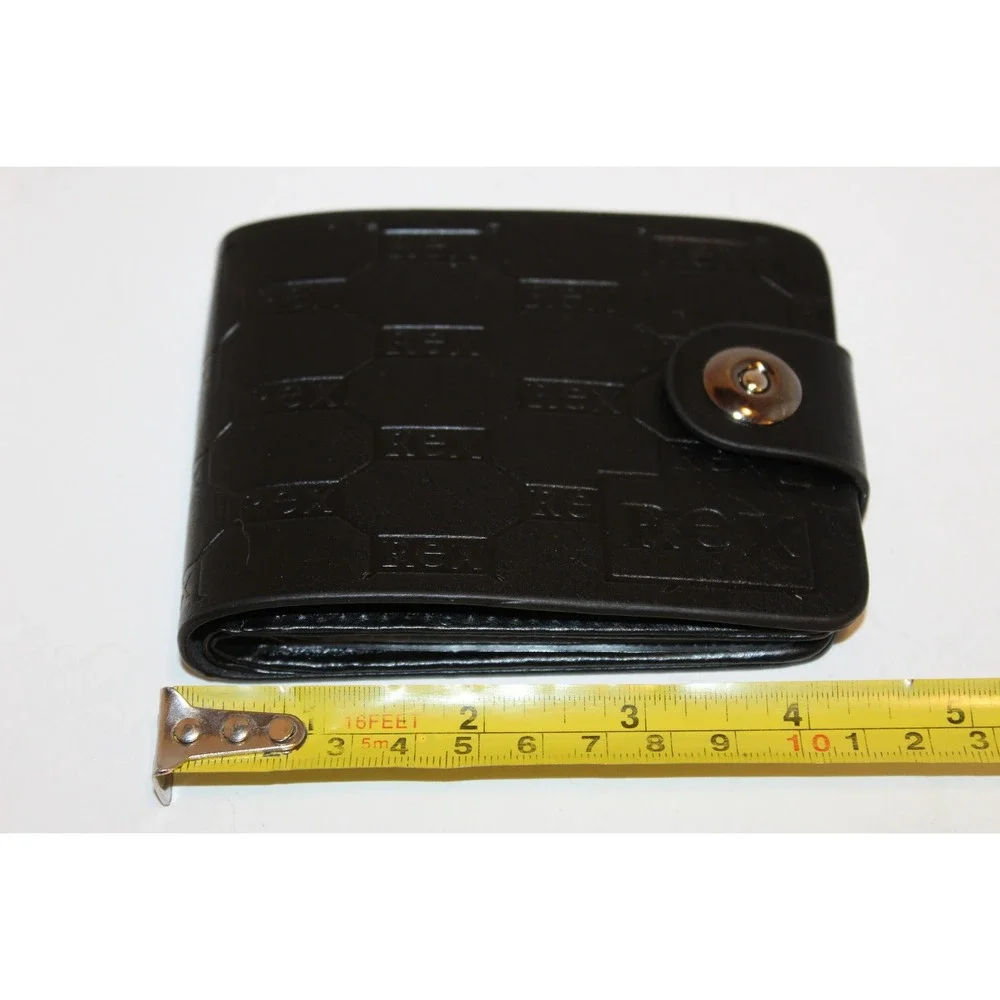 New BVEI'S Men's Black Faux Leather Rex Embossed Bi-Fold Wallet Snap Button NIB‎